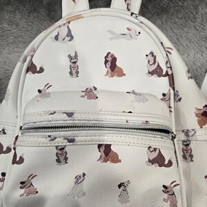 White Backpack with Dog Print